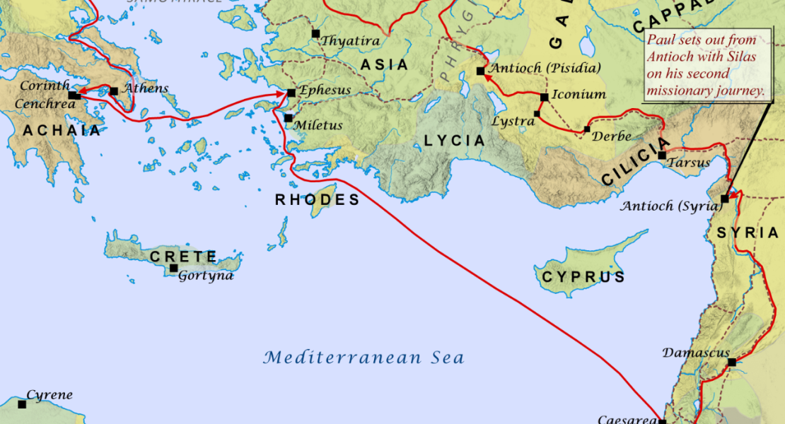 Map of Paul's second missionary journey